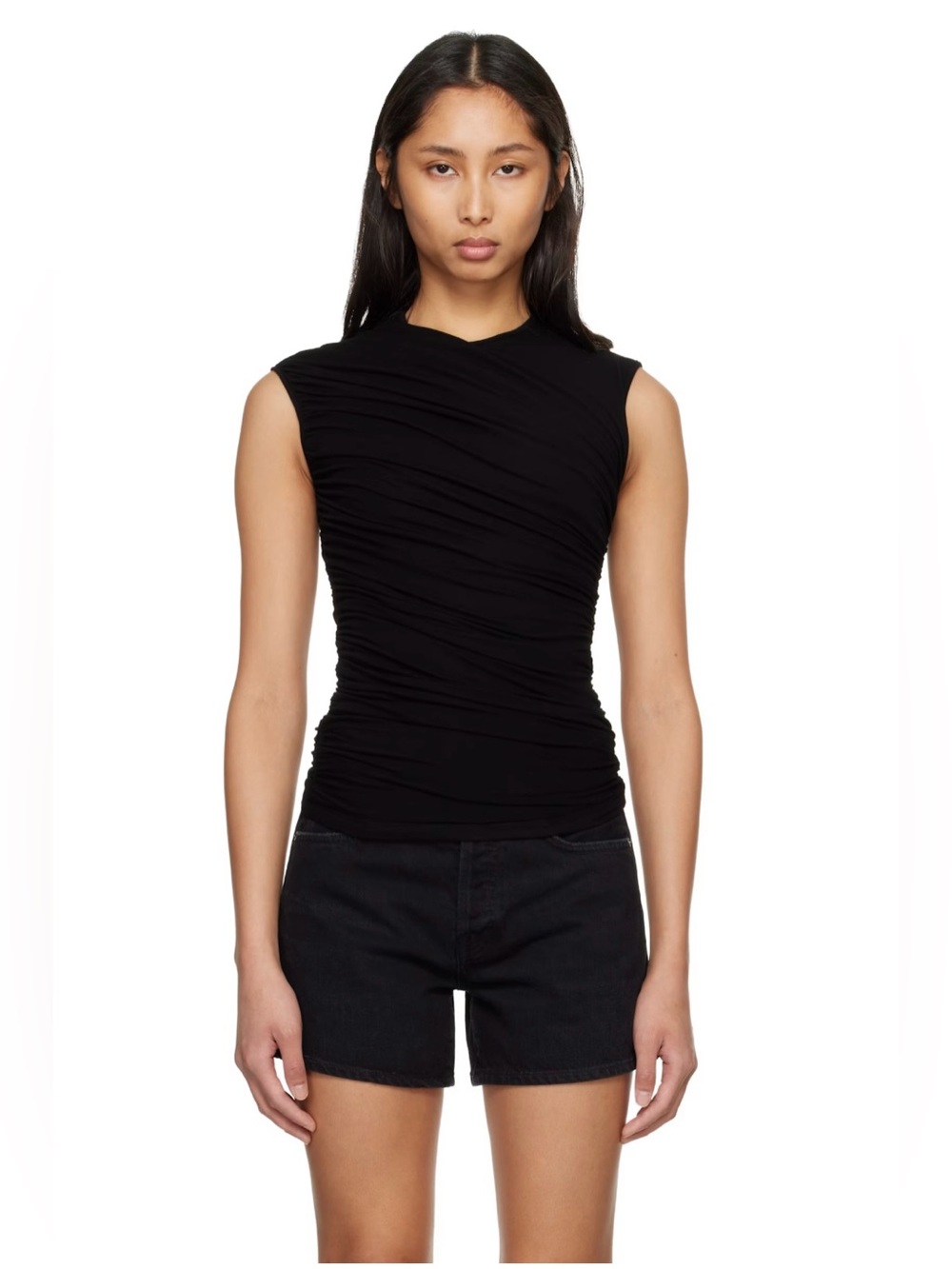 AGOLDE Black Ester Twist Tank Top Medium